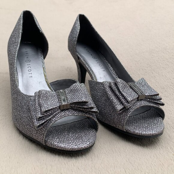Karen Scott Destinaa Glitter Open Toe Heels Sz8 - Picture 5 of 14
